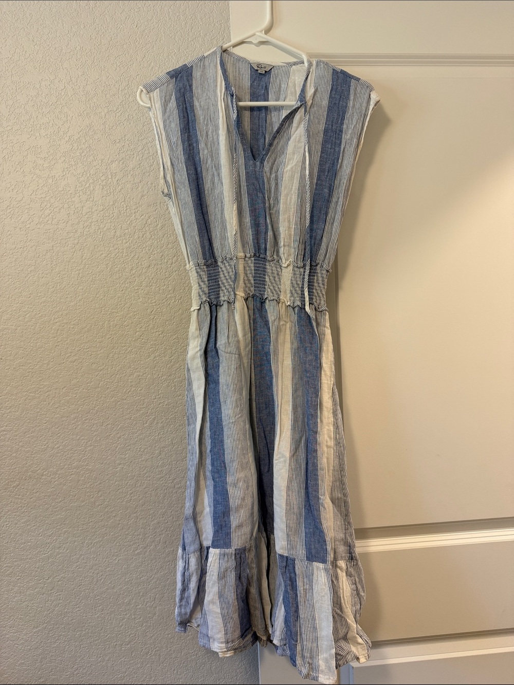 Rails Blue and White Striped Midi Dress